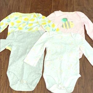 Bundle of 4 Baby Girl Onesies (long sleeve)